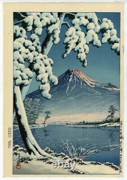 Hasui Kawase Mt. Fuji after snow (Tagonoura Beach) Japan Original Woodblock Print