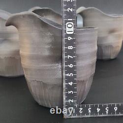 IA13Japanese Pottery Bizen ware Katakuchi lipped 5pieces by Hiroto Ono