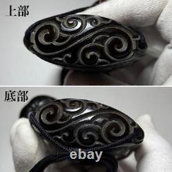 Inro with Netsuke Lascquere Pill Case Carving Edo Era Antique H8.0cm