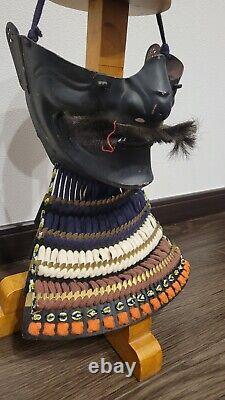 Iron Menpo, Mempo, Japanese mask Antique Rare Old Samurai yoroi Armor
