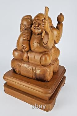 Japan Antique Wooden Sculpture Shinto Ebisu  Ornament Object Asia Art