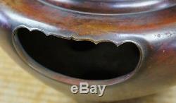 Japan Chagama hand cast iron and bronze kettle 1950's Japanese Tea Ceremony