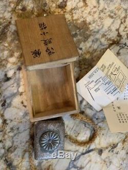 Japan Imperial bonbonniere Silver Box Original Box Japanese antique