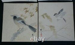 Japan Suzume watercolor bird painting 1900 hand made art