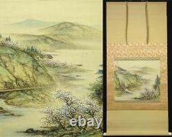 Japan VIntage Kakejiku Reproduction Hanging Scroll Dongling Spring Landscape S