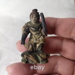 Japan Vintage Item Buddha Statue Wood Carving Edo Antique Antiques Collector R