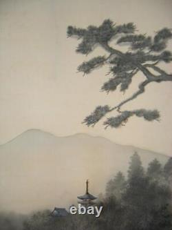 Japan Vintage Kakejiku True Work Hanging Scroll Sofu Fukada Ink Landscape Tota
