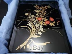 Japan ZOHIKO Brand Traditional Lacquer Flowers maki-e Wooden Box TEBUNKO (M14)