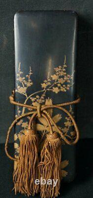 Japan antique Tegami-ire lacquer box 1800s Japanese Maki-e Edo craft