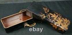 Japan antique Tegami-ire lacquer box 1800s Japanese Maki-e Edo craft
