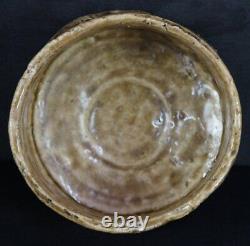 Japan geen tea Ochawan 1950 hand made Oribe ceramic kiln art