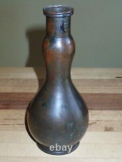 Japanese Antique Bronze Vase Amazing Dark Patina
