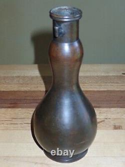 Japanese Antique Bronze Vase Amazing Dark Patina