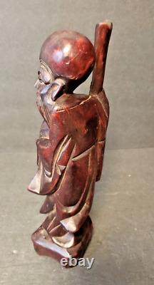 Japanese Antique Carved Rosewood Figurine-Detailed Exquisite Handcrafted Artwork