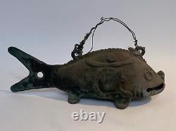 Japanese Antique Catfish Shape Temple Bell (e3)