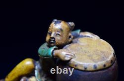 Japanese Antique Ceramic Paperweight Figurines by Miura Kenya, Edo Era