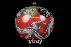 Japanese Antique Cloisonne Jar Dragon Tiger Phoenix Museum Quality Meiji Period