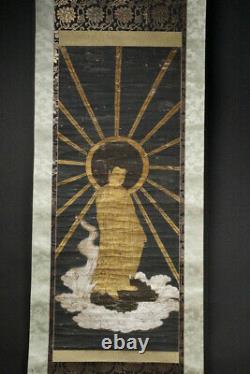 Japanese Antique Hanging Scroll Kakejiku Amidanyorai Amitabha Tathagata 17th C
