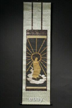 Japanese Antique Hanging Scroll Kakejiku Amidanyorai Amitabha Tathagata 17th C