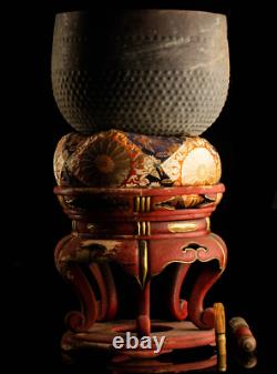Japanese Antique Huge Orin Buddhist Temple Bell Bowl, Diameter 16 Height 31