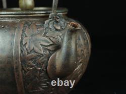 Japanese Antique Iron Teapot Kettle Ryubundo Meiji Period