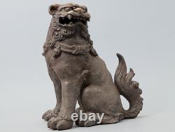 Japanese Antique Ko Bizen Ware Guardian Lion Foo Dog Statue Signed