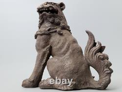 Japanese Antique Ko Bizen Ware Guardian Lion Foo Dog Statue Signed