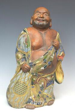 Japanese Antique Kutani Ware Hotei Ceramic Statue 18 Meiji Period