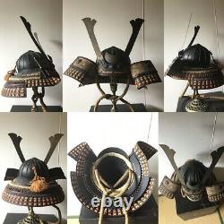 Japanese Antique Samurai War Armor Life Size Bushi Yoroi with Black Chest Kabuto