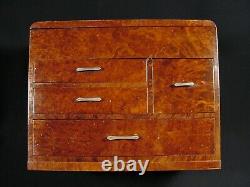 Japanese Antique Sewing Box Haribako Lidded 4 Drawer Tansu Maple & Fir Wood