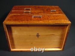 Japanese Antique Sewing Box Haribako Lidded 4 Drawer Tansu Maple & Fir Wood