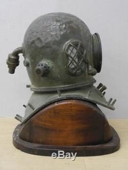 Japanese Antique TOA Divers Diving Helmet with Wooden Stand