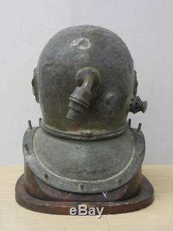 Japanese Antique TOA Divers Diving Helmet with Wooden Stand