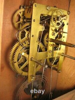 Japanese Antique (c. 1910) Sekosha Wooden Wall Clock Brass Movement & Pendulum