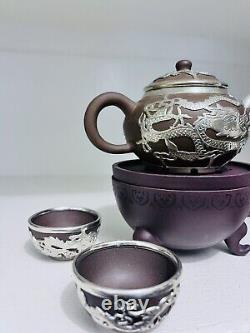 Japanese Antiquities Purple Sand Teapot Steam Bambo