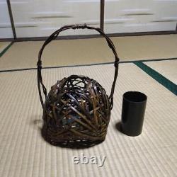 Japanese Bamboo Basket Flower Vase Ikebana Hanaire Hanakago D-42