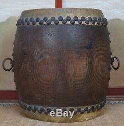 Japanese Buddhist drum antique Taiko hand craft 1800s Japan temple