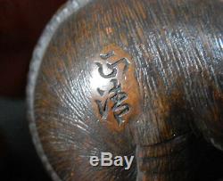 Japanese Charm Signed Rat Nezumi Edo Meiji Period Wood Y39