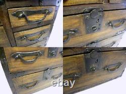 Japanese Chest antique Tansu Dansu Storage Safe Box Wood Handmade F/S