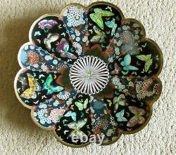 Japanese Cloisonne Charger Meiji Ginbari Silver Wire