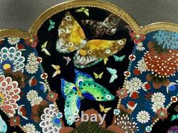 Japanese Cloisonne Charger Meiji Ginbari Silver Wire