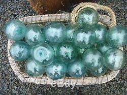 Japanese Glass Fishing FLOATS 4-4.5 LOT-36 Round Buoy BULK Tiki Ocean Vintage