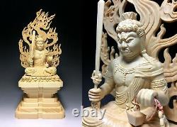 Japanese, Japan, Fudo Myo-o, Acala, Buddhism, wooden, statue Buddha 31cm