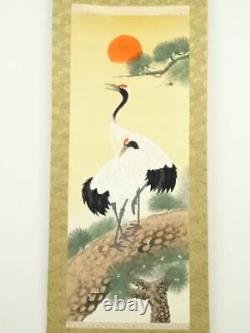 Japanese Kakejiku Calligraphy And Painting By Shuho Tsuru Matsunoue Hand-Paint
