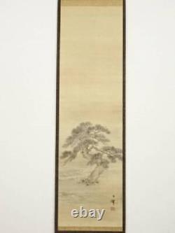 Japanese Kakejiku Calligraphy And Painting Suzuki Shonenbitsu Pine Handwriting