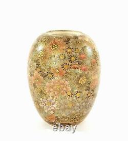 Japanese Kinkozan Satsuma Earthenware Mini Vase Jar Millefleur Thousand Flowers