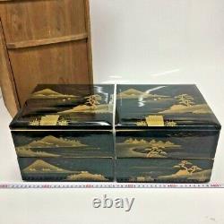 Japanese Lacquer Box Fujiyama Jyubako Jubako Makie Maki-e Meiji Japan Antique