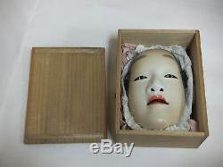 Japanese NOH MASK Okame Koomote Female signed boxed kyogen Antique Made in Japan