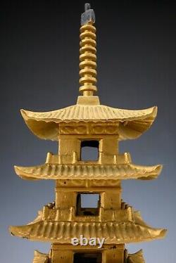 Japanese Old Vintage Metal Figure Five Story Gold Pagoda Tsushima