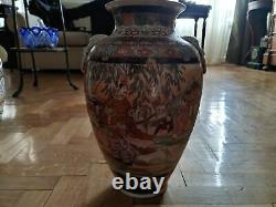Japanese Satsuma vintage antique pair of landscape vases